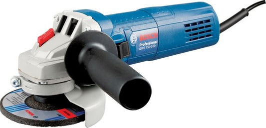 Bosch GWS 750-100 Heavy Duty Corded Electric Angle Grinder, M10, 750W, 11,000 rpm, 100 mm Disc Dia., Direct Cooling,1.8 kg + Wrench, Protection Guard, Auxiliary Handle & Wrench, 1 Year Warranty